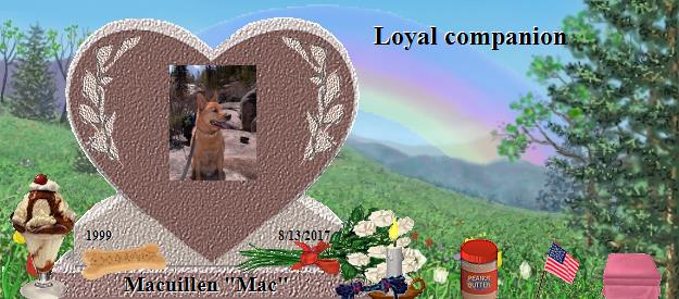 Macuillen "Mac"'s Rainbow Bridge Pet Loss Memorial Residency Image