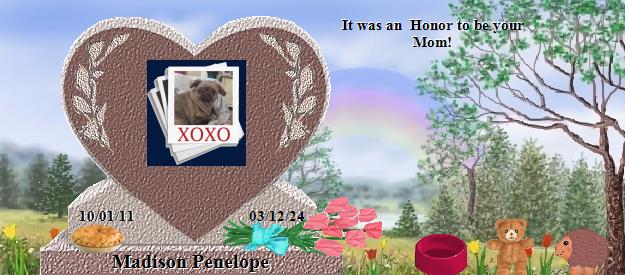 Madison Penelope's Rainbow Bridge Pet Loss Memorial Residency Image