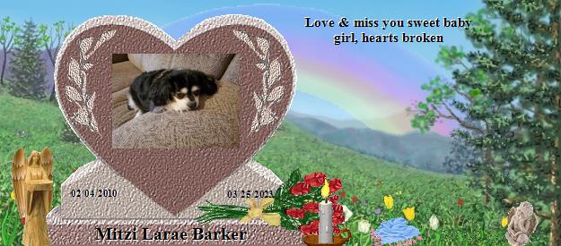 Mitzi Larae Barker's Rainbow Bridge Pet Loss Memorial Residency Image