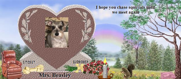 Mrs. Beasley's Rainbow Bridge Pet Loss Memorial Residency Image