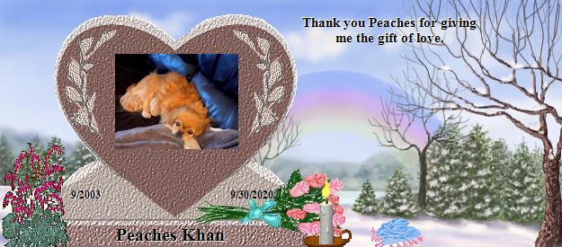 Peaches Khan's Rainbow Bridge Pet Loss Memorial Residency Image
