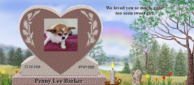 Penny Lee Barker's Rainbow Bridge Pet Loss Memorial Residency Image