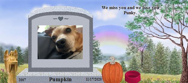 Pumpkin's Rainbow Bridge Pet Loss Memorial Residency Image