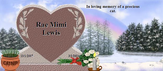 Rae Mimi Lewis's Rainbow Bridge Pet Loss Memorial Residency Image