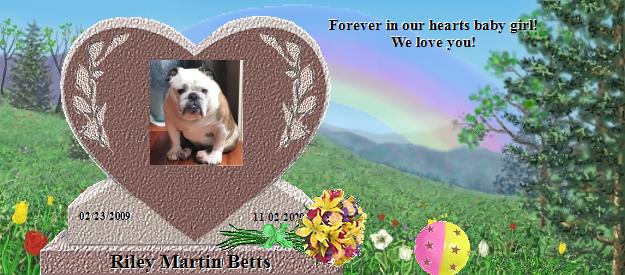Riley Martin Betts's Rainbow Bridge Pet Loss Memorial Residency Image