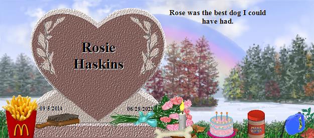 Rosie Haskins's Rainbow Bridge Pet Loss Memorial Residency Image