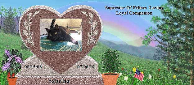 Sabrina's Rainbow Bridge Pet Loss Memorial Residency Image