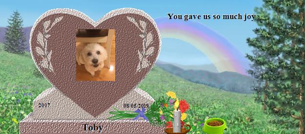 Toby's Rainbow Bridge Pet Loss Memorial Residency Image