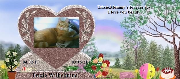 Trixie Wilhelmina's Rainbow Bridge Pet Loss Memorial Residency Image