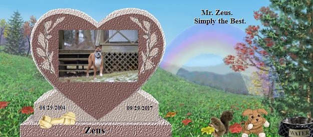 Zeus's Rainbow Bridge Pet Loss Memorial Residency Image