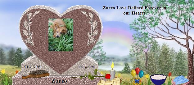 Zorro's Rainbow Bridge Pet Loss Memorial Residency Image