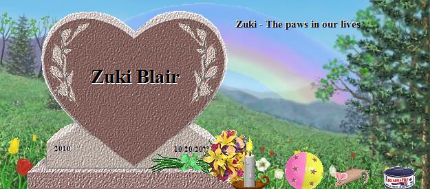 Zuki Blair's Rainbow Bridge Pet Loss Memorial Residency Image