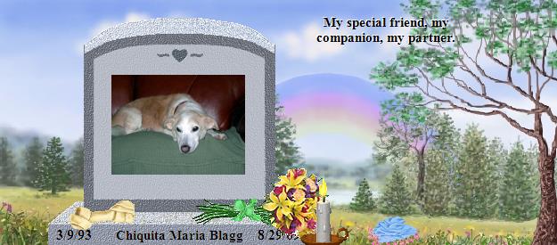 Chiquita Maria Blagg's Rainbow Bridge Pet Loss Memorial Residency Image