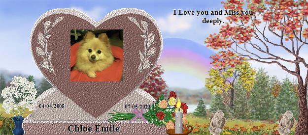 Chloe Emile's Rainbow Bridge Pet Loss Memorial Residency Image