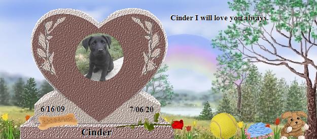 Cinder's Rainbow Bridge Pet Loss Memorial Residency Image