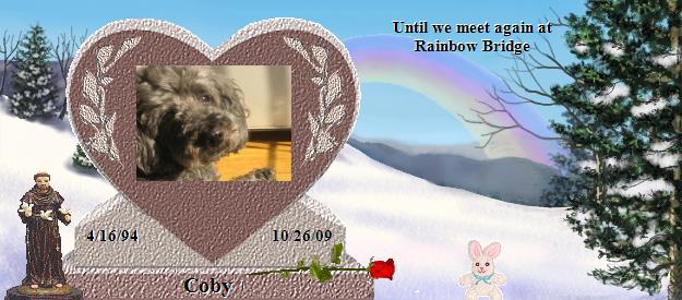 Coby's Rainbow Bridge Pet Loss Memorial Residency Image