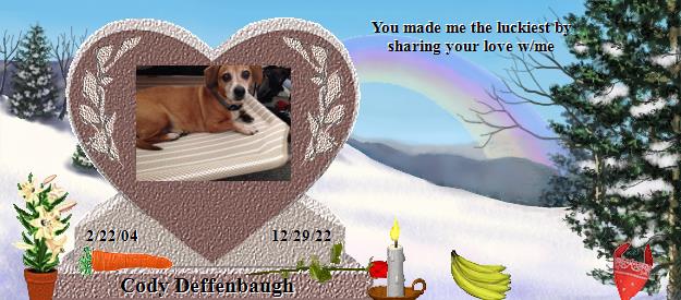 Cody Deffenbaugh's Rainbow Bridge Pet Loss Memorial Residency Image