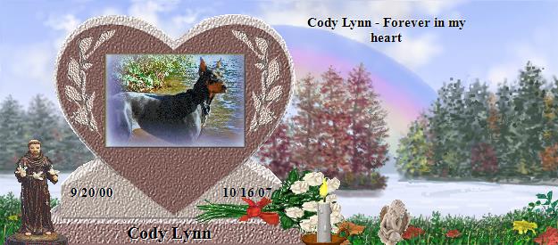 Cody Lynn's Rainbow Bridge Pet Loss Memorial Residency Image