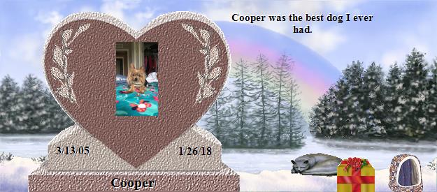 Cooper's Rainbow Bridge Pet Loss Memorial Residency Image