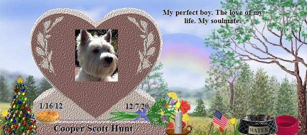 Cooper Scott Hunt's Rainbow Bridge Pet Loss Memorial Residency Image