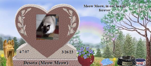 Desota (Meow Meow)'s Rainbow Bridge Pet Loss Memorial Residency Image