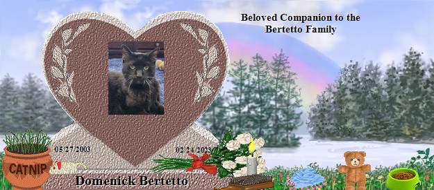 Domenick Bertetto's Rainbow Bridge Pet Loss Memorial Residency Image