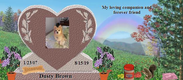 Dusty Brown's Rainbow Bridge Pet Loss Memorial Residency Image