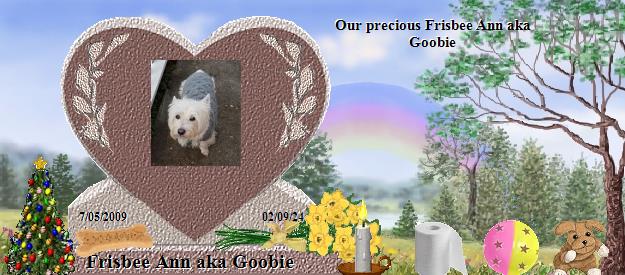 Frisbee Ann aka Goobie's Rainbow Bridge Pet Loss Memorial Residency Image
