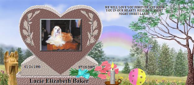 Lacie Elizabeth Baker's Rainbow Bridge Pet Loss Memorial Residency Image