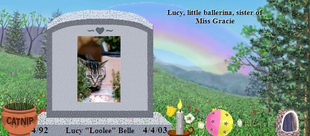 Lucy "Loolee" Belle's Rainbow Bridge Pet Loss Memorial Residency Image