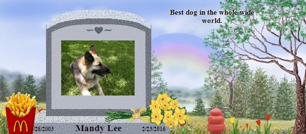 Mandy Lee's Rainbow Bridge Pet Loss Memorial Residency Image