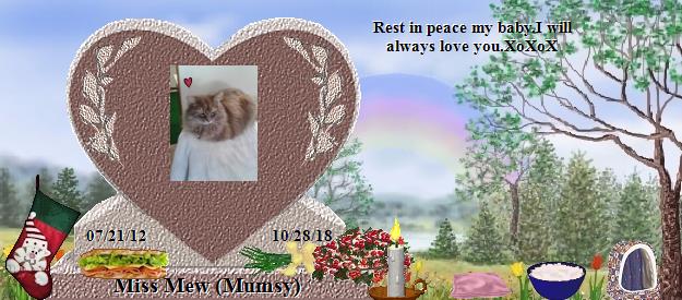 Miss Mew (Mumsy)'s Rainbow Bridge Pet Loss Memorial Residency Image