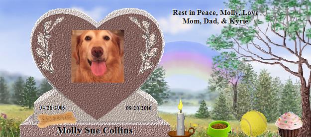 Molly Sue Collins's Rainbow Bridge Pet Loss Memorial Residency Image