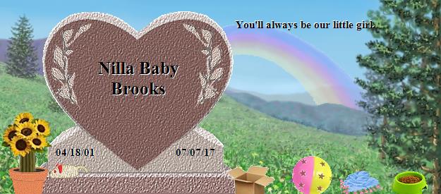 Nilla Baby Brooks's Rainbow Bridge Pet Loss Memorial Residency Image