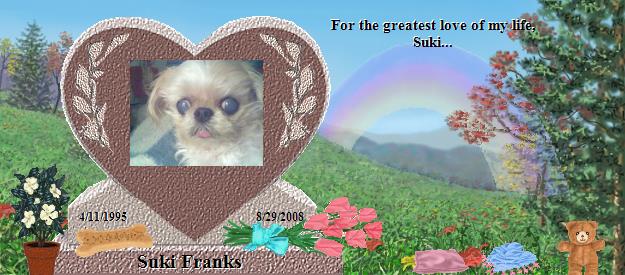 Suki Franks's Rainbow Bridge Pet Loss Memorial Residency Image