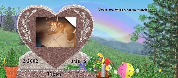 Vixen's Rainbow Bridge Pet Loss Memorial Residency Image