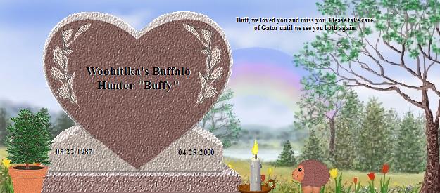 Woohitika's Buffalo Hunter "Buffy"'s Rainbow Bridge Pet Loss Memorial Residency Image