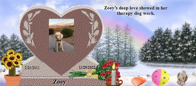 Zoey's Rainbow Bridge Pet Loss Memorial Residency Image