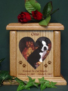 Wooden Heart Photo Pet Urn 1