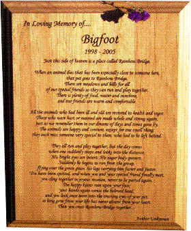 Personalized Rainbow Bridge Poem Etched in Wood Personalized Rainbow Bridge Poem Etched in Wood