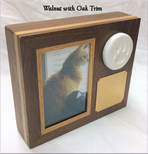 Walnut with Oak Trim Frame Urn