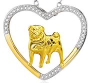 Open Heart Pug Necklace