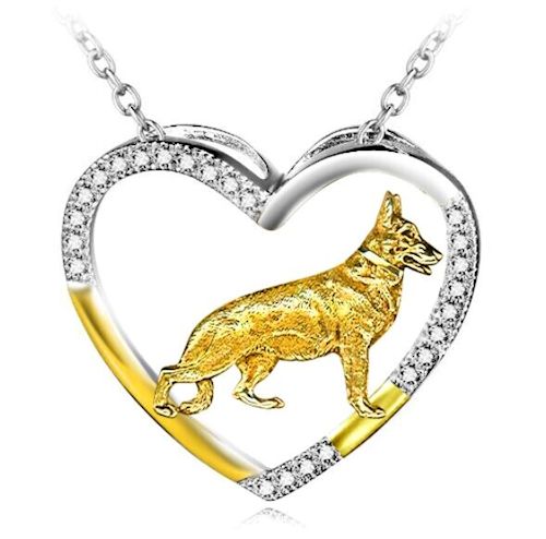 Open Heart German Shepherd Necklace