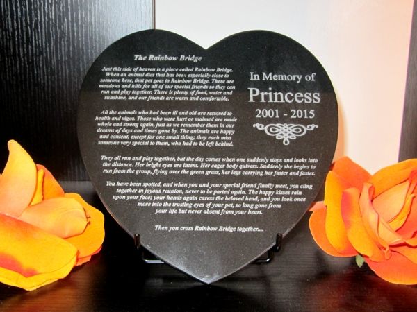 Personalized Rainbow Bridge Poem Granite Heart Plaque Personalized Rainbow Bridge Poem Granite Heart Plaque
