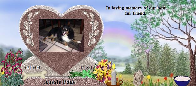 Aussie Page's Rainbow Bridge Pet Loss Memorial Residency Image