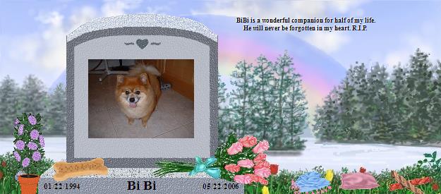 Bi Bi's Rainbow Bridge Pet Loss Memorial Residency Image
