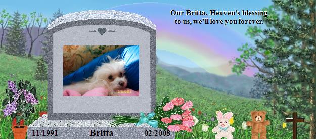 Britta's Rainbow Bridge Pet Loss Memorial Residency Image