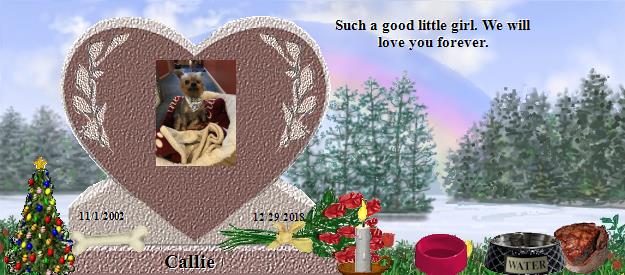 Callie's Rainbow Bridge Pet Loss Memorial