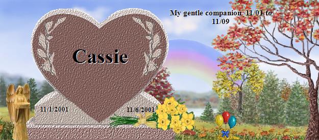 Cassie's Rainbow Bridge Pet Loss Memorial Residency Image