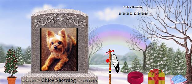 Chloe Showdog's Rainbow Bridge Pet Loss Memorial Residency Image